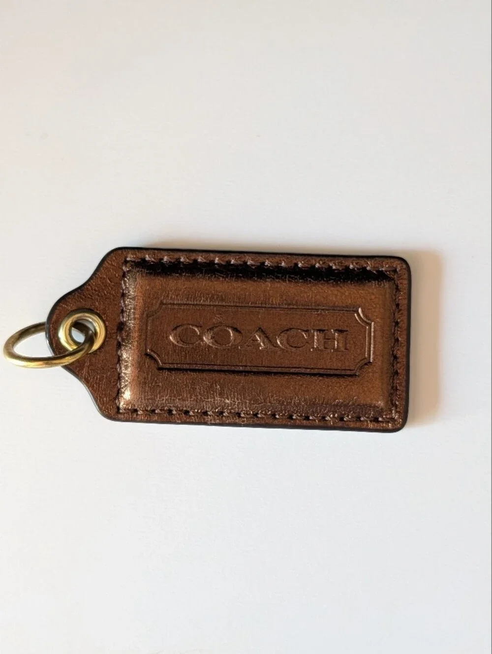 Coach Metallic Bronze Leather Hang Tag 2.75” Large Bag Charm Replacement
